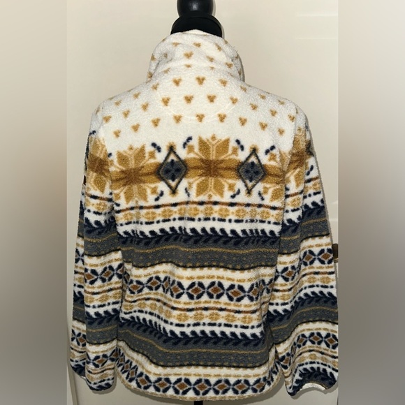 LL BEAN Women’s Ivory Nordic Aztec Print Fleece 1/4 Zip Pullover -  Size S - Picture 5 of 7